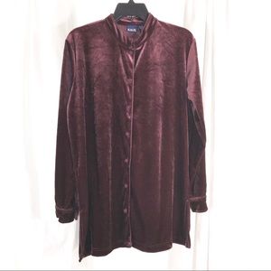 Vintage Wine Velvet Tunic Shirt, size 16W